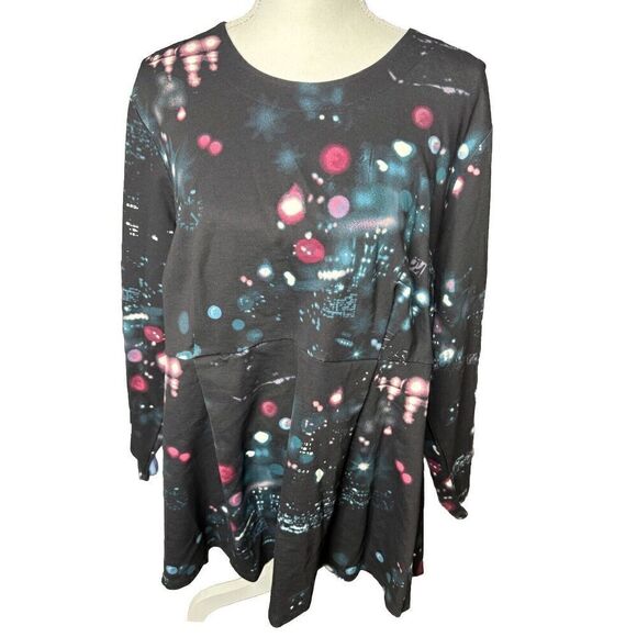 Melissa McCarthy Seven7 Tunic Top Womens Size 2X Black City Lights Zip Up NWT! - Picture 1 of 9